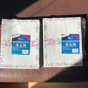 50 Invitations/Notes - Colorful Swirl Border (2 Packs)